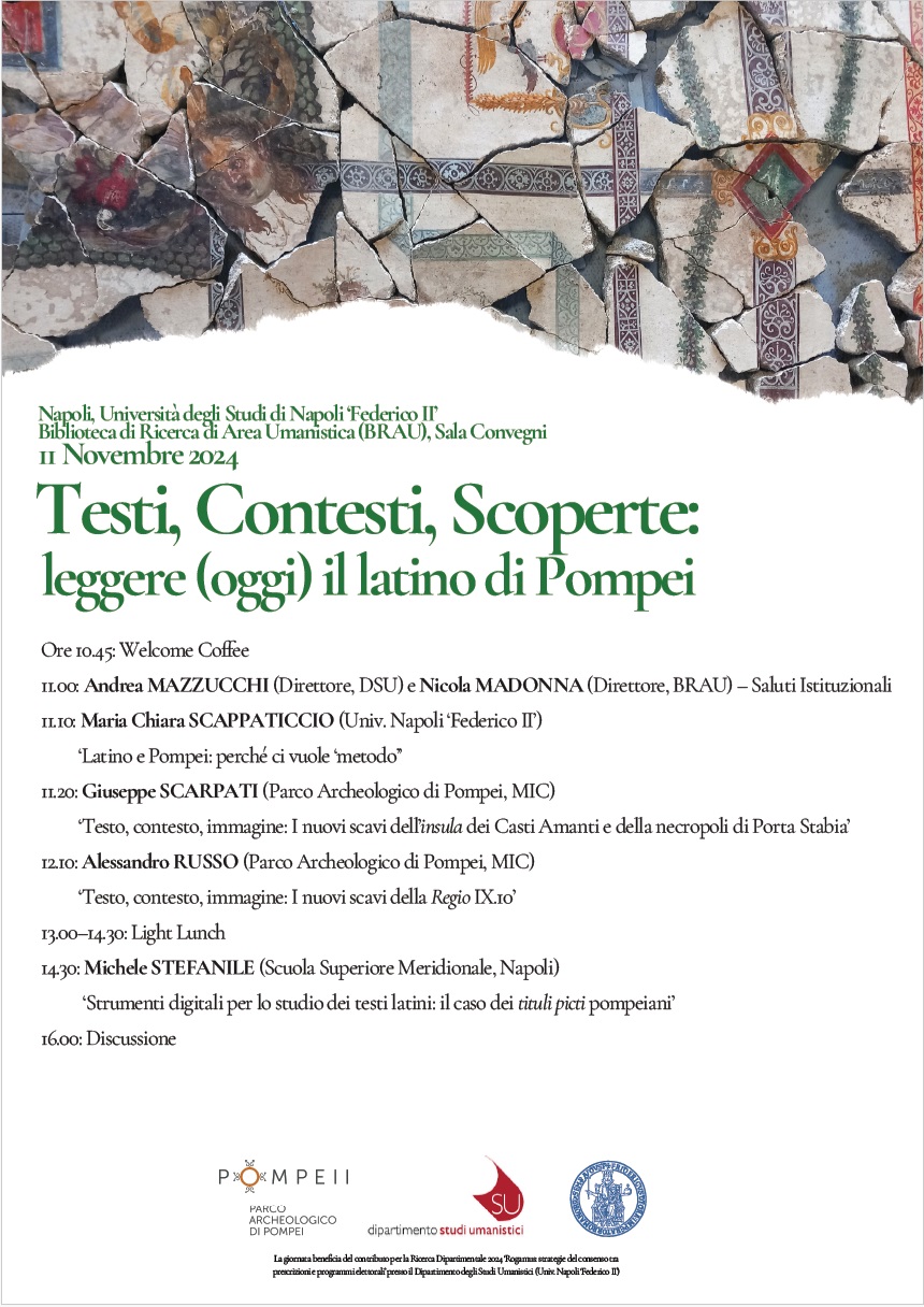Giornata di studi, Testi, contesti, scoperte